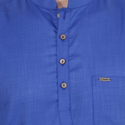 Mens U. Blue Solid Straight Kurta